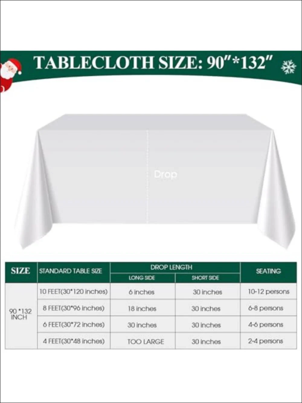 2 Pack Rectangle Tablecloths 90x132 Inch for 6ft Tables Polyester